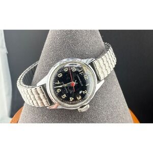 Vintage Caravelle By Bulova Automatic  Silver Tone Watch 6" RUNS